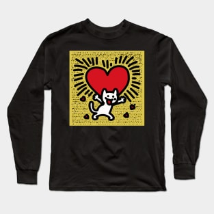 Funny Keith Haring, cat lover Long Sleeve T-Shirt